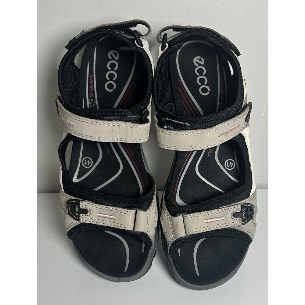ECCO Offroad Yucatan Sandals Womens 41 Adjustable Strappy Slingback Beige Black - Picture 2 of 8